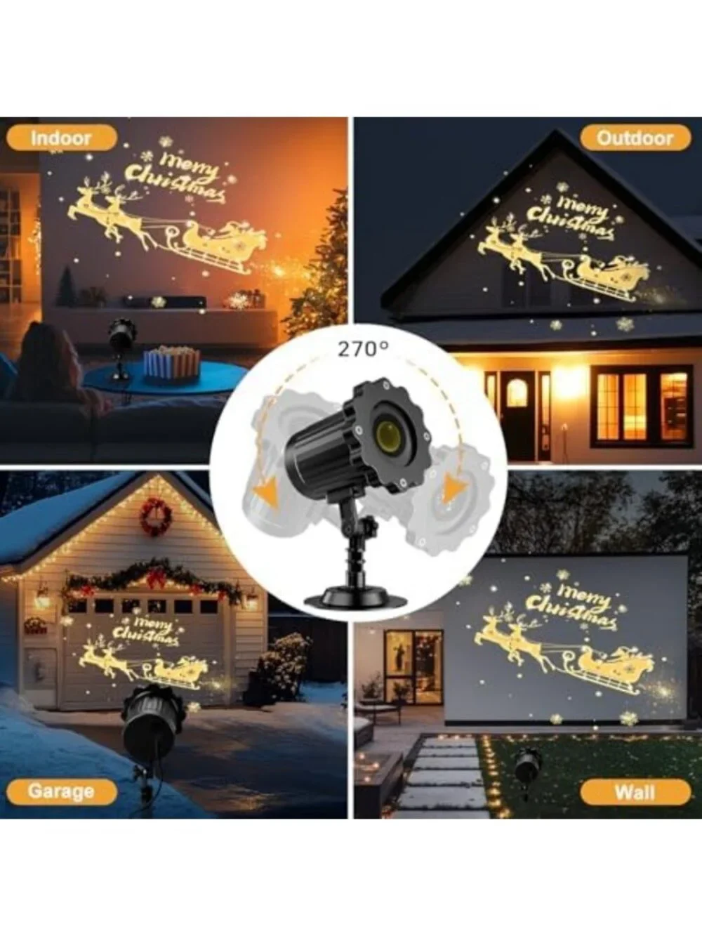 3D Christmas Projector Lights - Waterproof Holiday Decor for Indoor & Outdoor